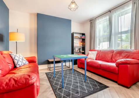 The stylishly furnished games room at Kaolin House, St Austell