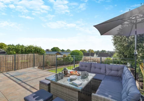 The terrace & alfresco dining area at Kaolin House, St Austell