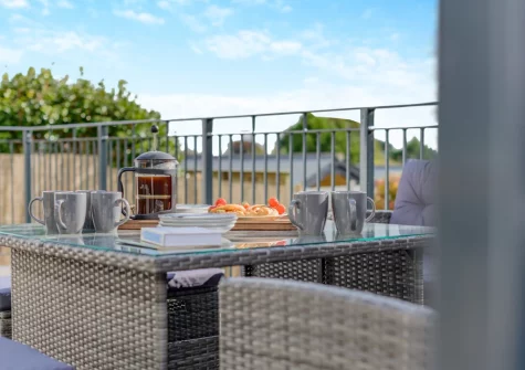 The terrace & alfresco dining area at Kaolin House, St Austell