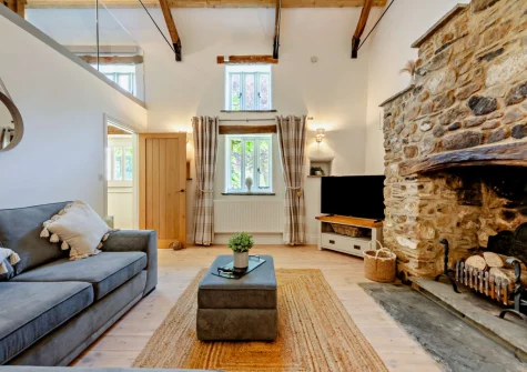 The living room at Kelly Mill Cottage, Lifton