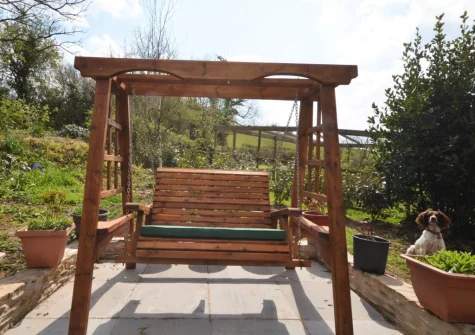 The outdoor sitting area & garden at Kempthornes, Ugborough