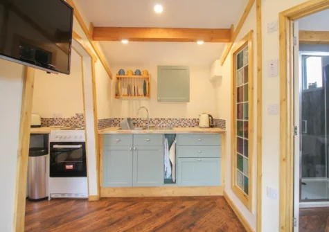 The open-plan kitchen at Kessenyans Studio, Goonhavern