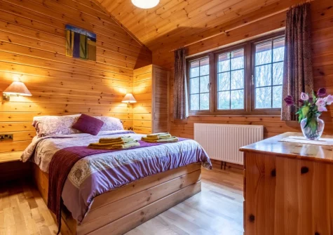 Bedroom #1 at Kestrel Lodge 15 at Clovelly Lakes, Higher Clovelly