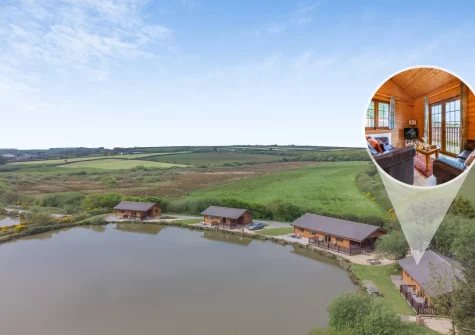 Kestrel Lodge 15 at Clovelly Lakes is set in a tranquil, picture-perfect landscape, complete with a dedicated circular woodland trail for peaceful dog walks