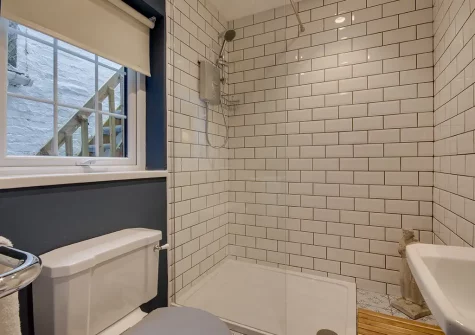 The shower room at Killas Cottage, Fowey