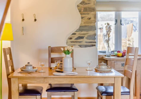 The dining area at Kingfisher Barn Lakes, St Giles-on-the-Heath