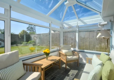 The sunny conservatory at Kittiwake, Constantine Bay
