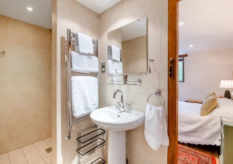 Bedroom #1 en-suite shower room at Knaworthy, Frithelstock Stone
