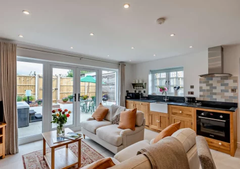 The living area & kitchen at Kosi Kot, South Molton