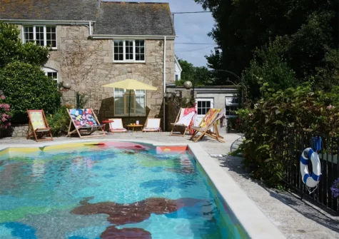 The heated swimming pool at La Loggia, St Ives