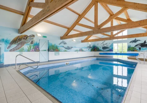 The shared indoor swimming pool at Lakeside Haven, Kilkhampton