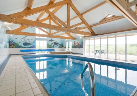 The shared indoor swimming pool at Lakeside Haven, Kilkhampton