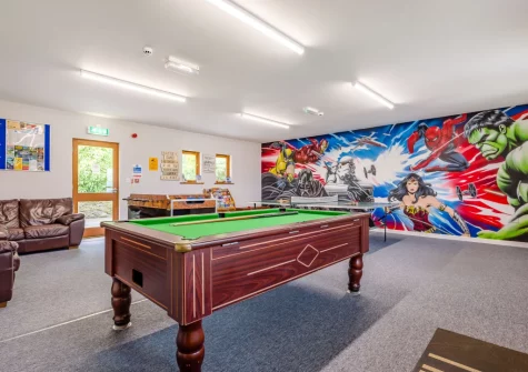 The shared games room at Lakeside Haven, Kilkhampton