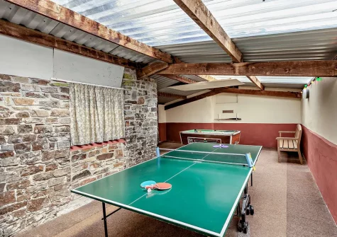The shared games barn at Lamerton Barn, Holsworthy
