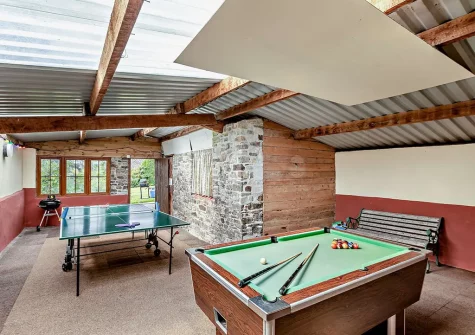 The shared games barn at Lamerton Barn, Holsworthy
