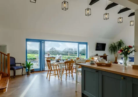 The dining area at Lane Barton Barn, Woolfardisworthy
