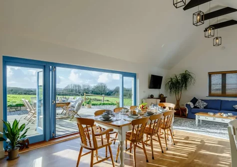 The dining area at Lane Barton Barn, Woolfardisworthy