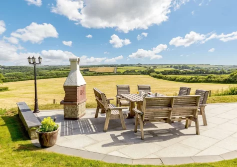 The patio, barbecue & alfresco dining area at Langdon House, Jacobstow