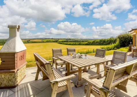 The patio, barbecue & alfresco dining area at Langdon House, Jacobstow