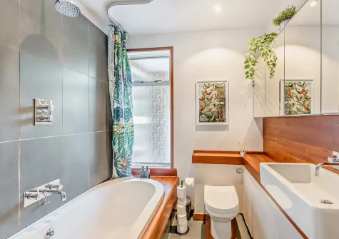 The bathroom at Langs House, Paignton
