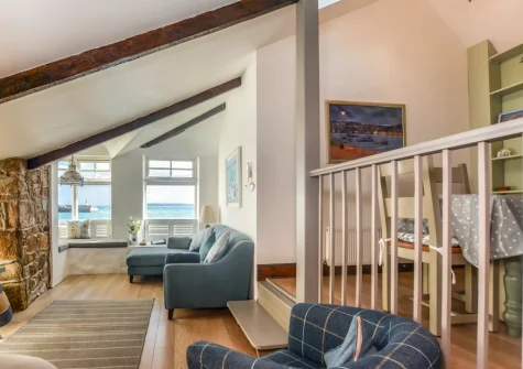 The living area at Lantern Loft, St Ives
