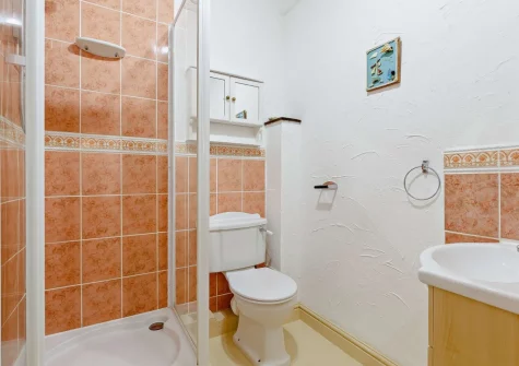 The shower room at Lanyons Cottage, Coombe