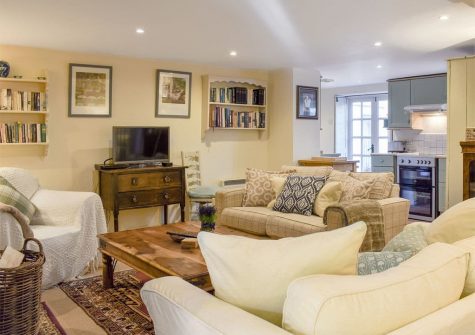 The living area at Lavender Cottage, Snodwell Farm, Cotleigh