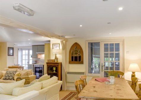 The dining area at Lavender Cottage, Snodwell Farm, Cotleigh