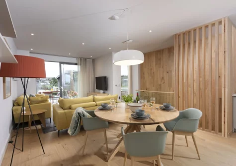 The living & dining area at Lefransa at Una, St Ives