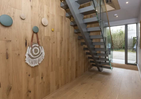 The hallway & stairs up to the first floor at Lefransa at Una, St Ives