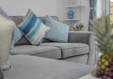 The living area at Leven Lodge, Porthleven