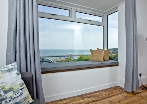 The living area at Lighthouse View, Brixham
