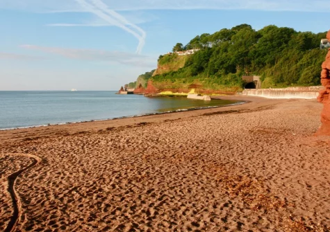 Coryton Cove is a small, secluded sand & pebble beach backed by cliffs on the outskirts of Dawlish