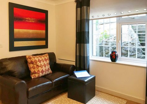 The living area at Lincombe View, Bedford House Apartments, Torquay