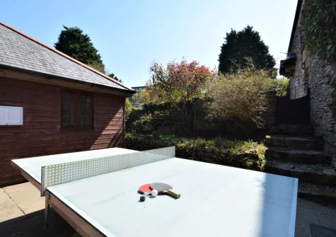 The shared games room 7 outdoor tabble tennis at South Torfrey Farm, Golant