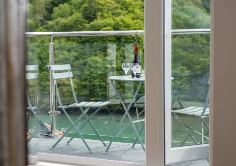 Bedroom #1 private balcony & outdoor sitting area at Lindos, Looe