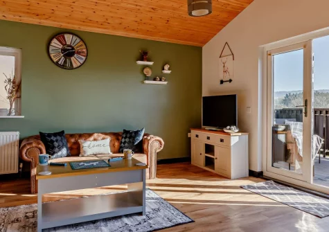 The living area at Little Ash Lodge, Fenny Bridges