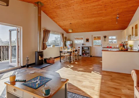 The living area at Little Ash Lodge, Fenny Bridges