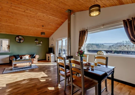 The dining area at Little Ash Lodge, Fenny Bridges