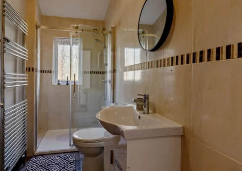 The shower room at Little Ash Lodge, Fenny Bridges