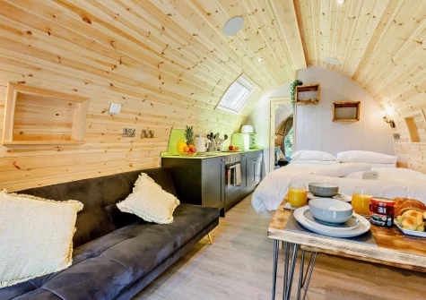 The living & dining area at Little Cedar at Meldon Lodge Park, Meldon