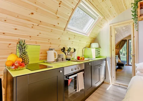 The kitchen at Little Cedar at Meldon Lodge Park, Meldon