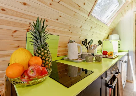 The kitchen at Little Cedar at Meldon Lodge Park, Meldon