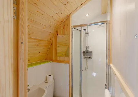 The shower room at Little Cedar at Meldon Lodge Park, Meldon