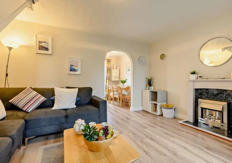 The living room at Little Egret, Padstow