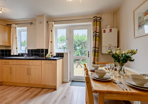 The kitchen & dining area at Little Egret, Padstow