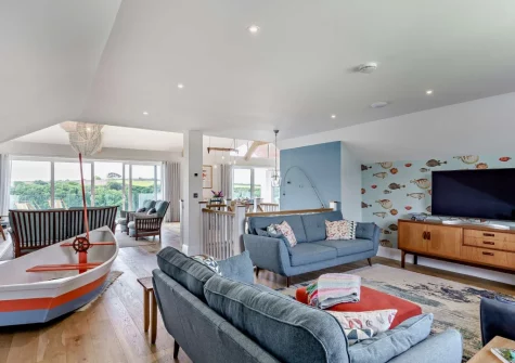 The living area at Little Egret View, Newquay
