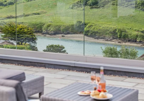 The view from the front patio & outdoor sitting area at Little Egret View, Newquay