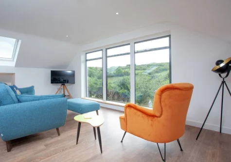 The living area at Little Foxes, Perranporth
