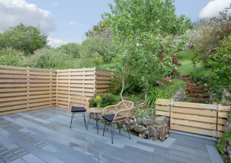 The patio & outdoor sitting area at Little Foxes, Perranporth